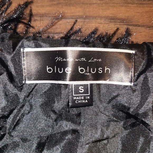 Blue Blush Black Eyelash Fringe Jacket Women's Size Small - Picture 7 of 9